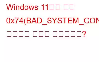 Windows 11에서 오류 0x74(BAD_SYSTEM_CONFIG_INFO)를 수정하는 방법은 무엇입니까?